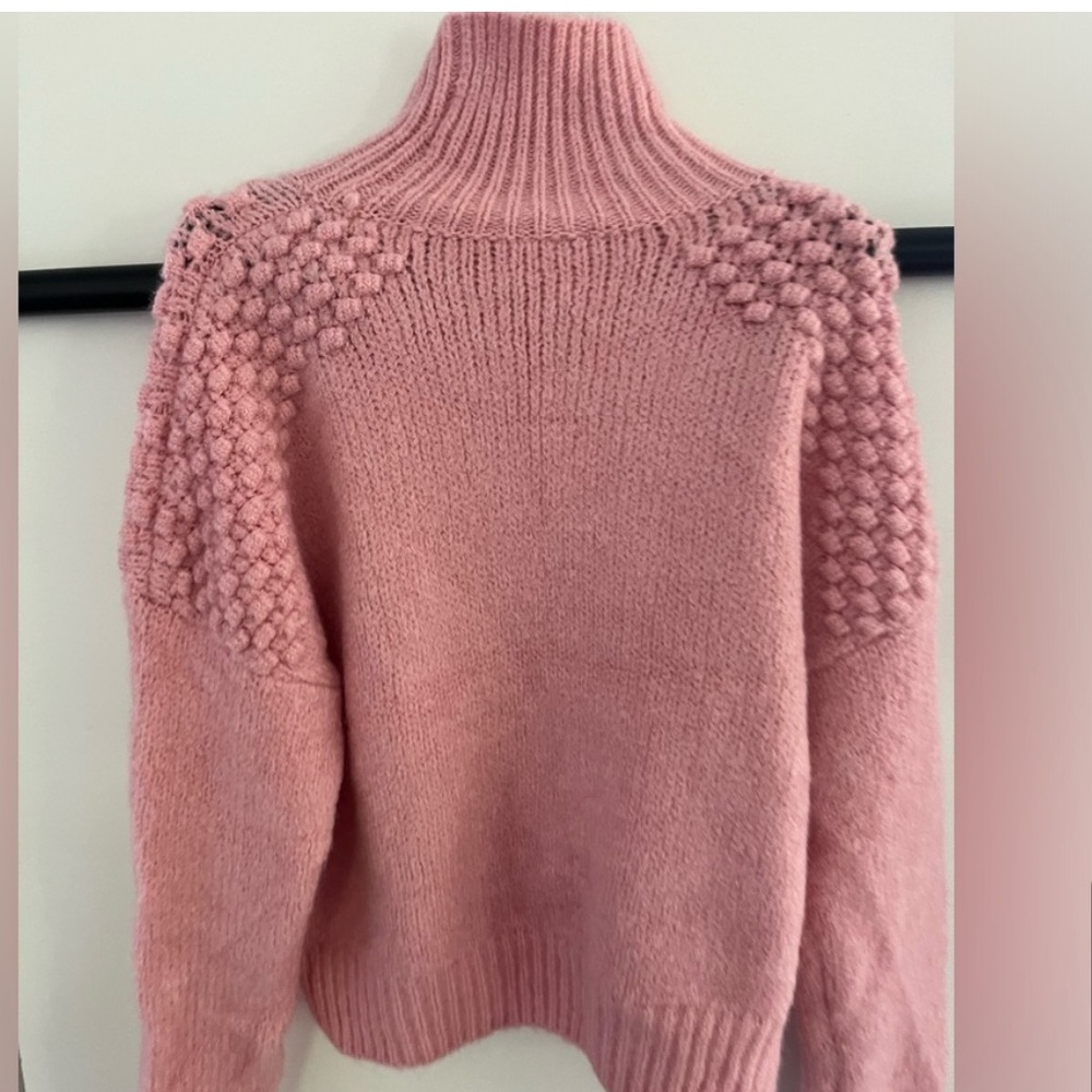 Free people Bradley xs bubblegum pink mock neck puff sleeve - Picture 6 of 6